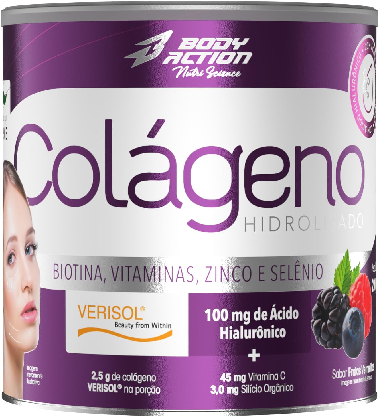 Colágeno Verisol com Ácido Hialurônico: Pele Jovem e Firme - Bodyaction 200g