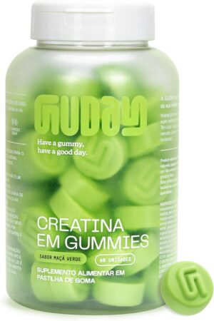 Creatina em Goma. Pote em Goma sabor Maçã Verde com 60 unidades - Suplemento prático