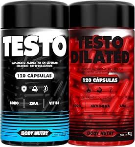 Testosterona kit pote 120 Cápsulas + Testo Dilated - Suplemento Aminoácidos. O combo perfeito para potencializar seus treinos.