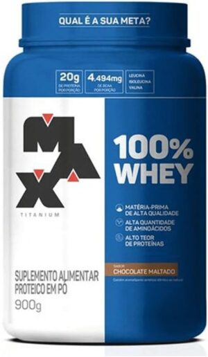 Max Titanium 100% Whey Chocolate Maltado Pote 900g: Potência e Sabor para seu Treino