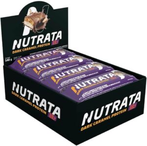 Proteína em Barra 45g. Caixa barra de proteína 12 unidades, Nutrata Protein Bar, lanche proteico, whey protein em barra.